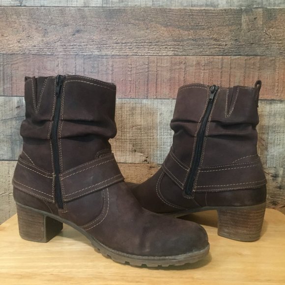 Remonte Dorndorf Ankle Boots Brown Lined Leather Slouch Style 2" Heel US Size 10 - Picture 5 of 15